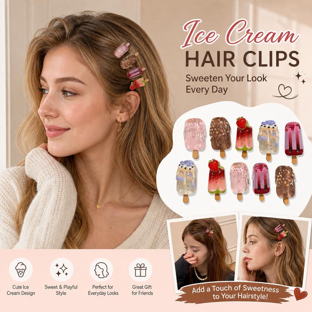 10Pcs Ice Cream Hair Clips Set - đánh giá và giá Hair Care Lotion